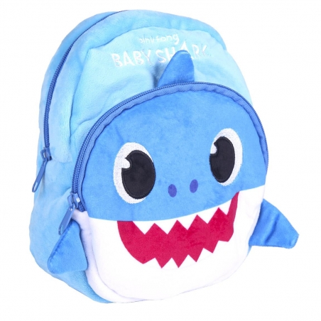 Mochila para creche em peluche Baby Shark azul