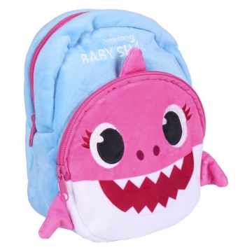 Mochila para creche em peluche Baby Shark rosa