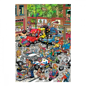 Puzzle comic 150 peças com ilustração Scooter Scramble por Jan Van Haasteren da Jumbo, EAN 8710126174654 ref 17465 2