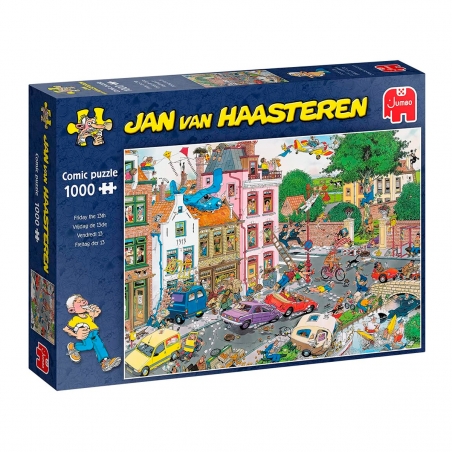 Puzzle comic 1000 peças com ilustração Friday the 13th por Jan Van Haasteren da Jumbo, EAN 8710126190692 ref 19069