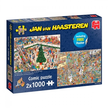 Puzzle comic 3000 peças com ilustração Holiday Shopping por Jan Van Haasteren da Jumbo, EAN 8710126200339 ref  20033