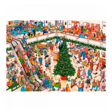 Puzzle comic 3000 peças com ilustração Holiday Shopping por Jan Van Haasteren da Jumbo, EAN 8710126200339 ref  20033 2