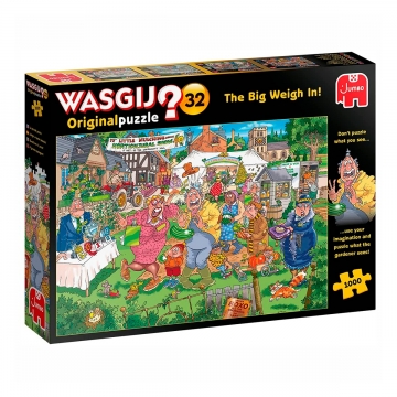 Puzzle comic 1000 peças com ilustração The Big weigh In da coleção Wasgij Original 32 da Jumbo, EAN 8710126191705 ref 19170