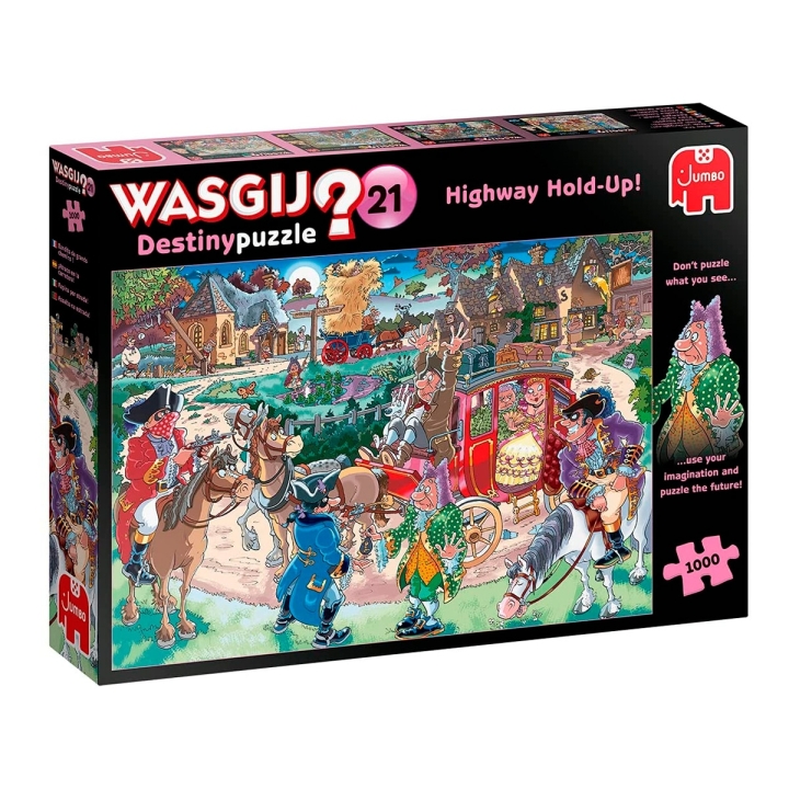 Puzzle comic 1000 peças com ilustração Higway Hold Up da coleção Wasgij Destiny 21 da Jumbo, EAN 8710126191804 ref  19180