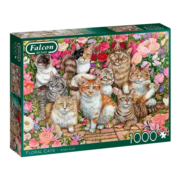 Puzzle 1000 peças com ilustração Floral Cats da coleção Falcon de Luxe da Jumbo EAN 8710126112465 ref 11246