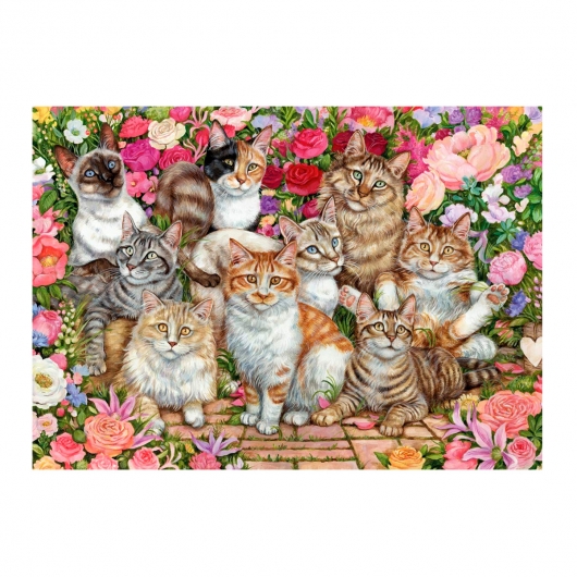 Puzzle Floral Cats  da Coleção Falcon de Luxe da Jumbo 1000 peças - Lucci