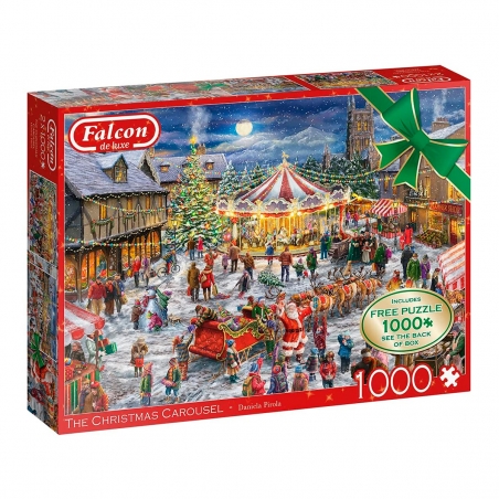 Puzzle 1000 peças com ilustração Christmas Carousel da coleção Falcon de Luxe da Jumbo EAN 8710126113080 ref 11308