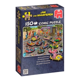 Puzzle comic 150 peças com ilustração The Fair Bumper Cars por Jan Van Haasteren da Jumbo, EAN 8710126190371 ref 19037